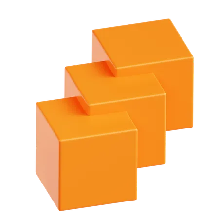 Orange Stair Abstract Shape  3D Icon