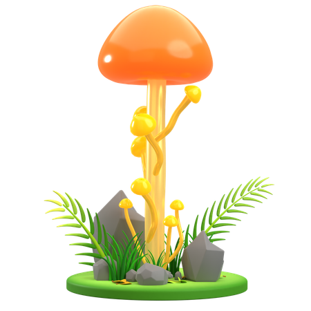 Mushroom Orange Stalk  3D Icon