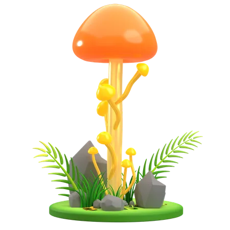 Mushroom Orange Stalk  3D Icon