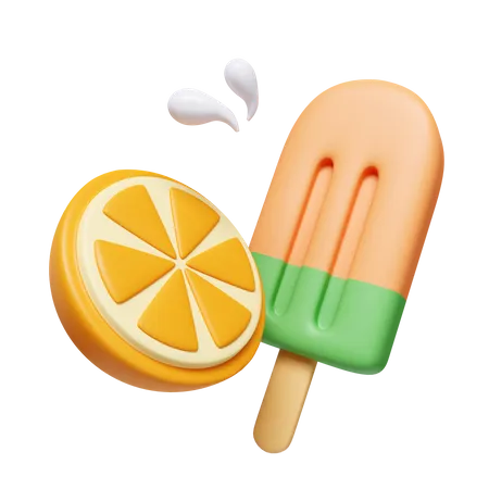 Orange und Eis am Stiel  3D Icon