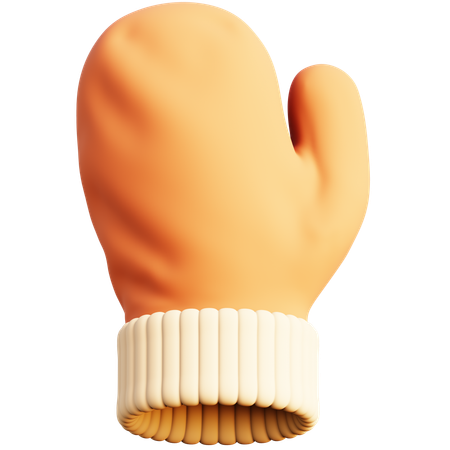 Orange Winter Mitten  3D Icon