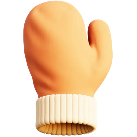 Orange Winter Mitten  3D Icon