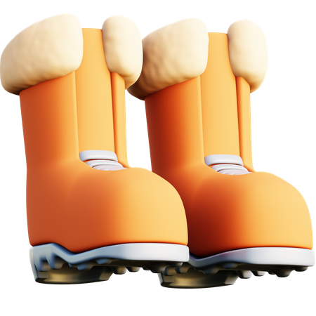 Orange Winterstiefel  3D Icon