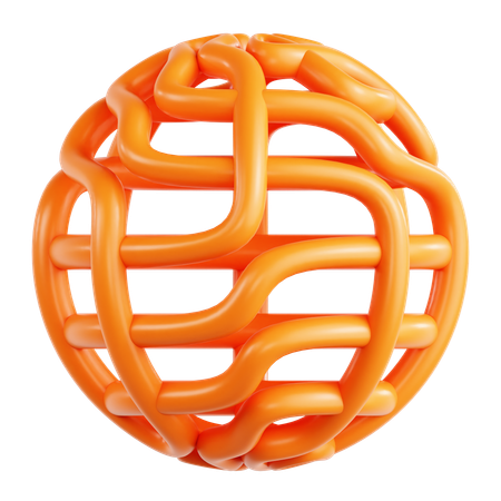 Orange Wire Abstract Shape  3D Icon