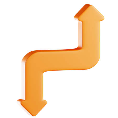 Orange Zig Zag Up And Down Arrow  3D Icon