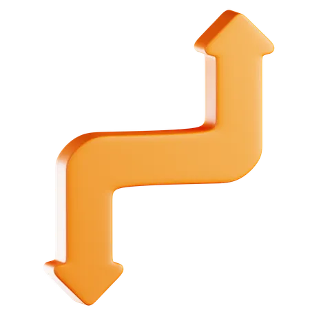 Orange Zig Zag Up And Down Arrow  3D Icon