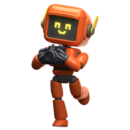 Orange Roboter mit Kamera  3D Illustration