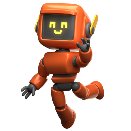 Orangefarbener Roboter schwebt  3D Illustration