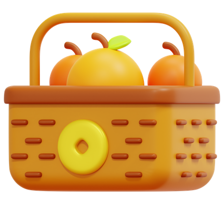 Oranges Basket 3D Icon