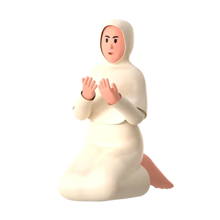 Rezar sentarse mujer  3D Illustration