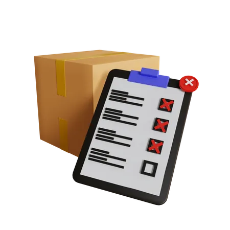 Rejected Box With Cross Sign Clipboard 3D Icon
