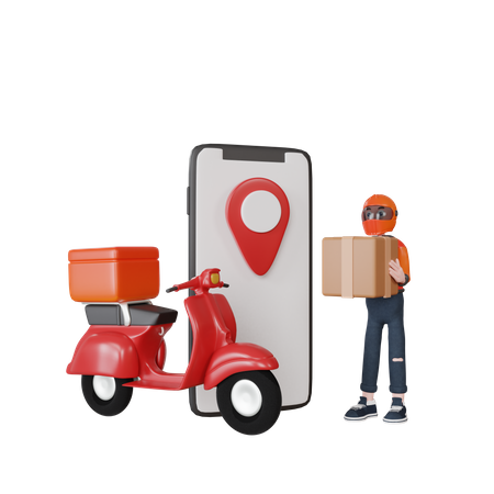 Order location from smartphone  3D Illustration