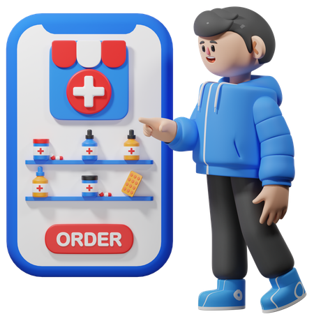 Ordering Medicines Online  3D Illustration