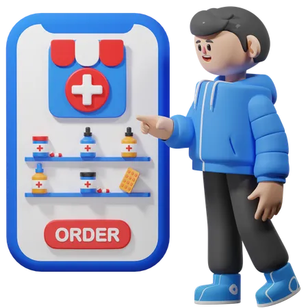 Ordering Medicines Online  3D Illustration