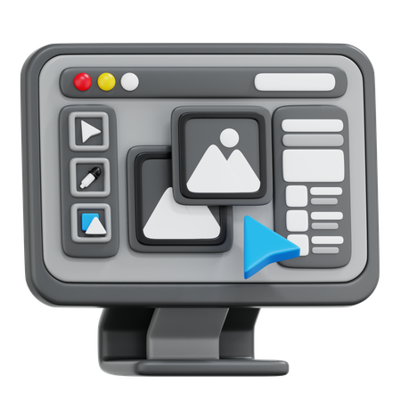 Ordinateur avec conception de logiciel  3D Icon