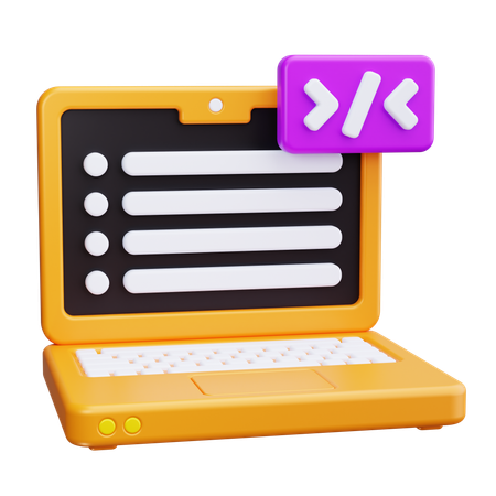 Ordinateur portable avec code  3D Icon