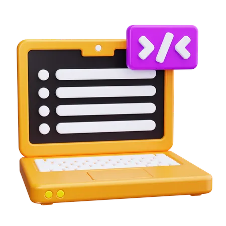 Ordinateur portable avec code  3D Icon