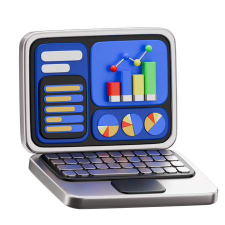 Ordinateur portable avec tableau de bord  3D Icon