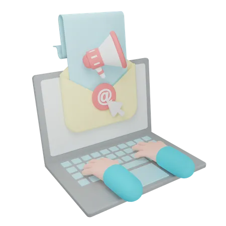 Marketing par courrier électronique sur ordinateur portable  3D Icon