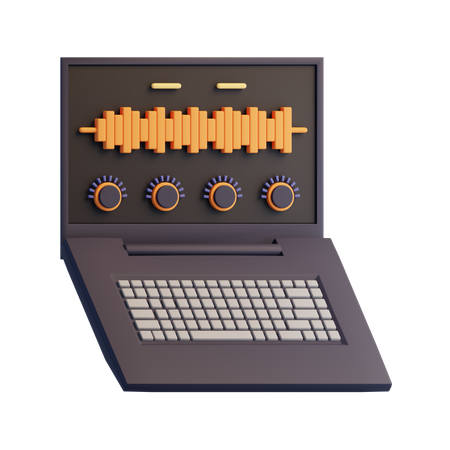 Ordinateur portable ouvert sur le logiciel audio  3D Icon