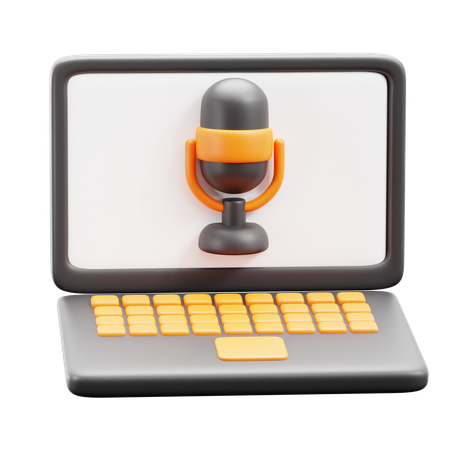 Podcast sur ordinateur portable  3D Icon