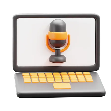 Podcast sur ordinateur portable  3D Icon