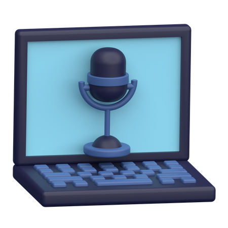 Podcast sur ordinateur portable  3D Icon