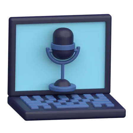 Podcast sur ordinateur portable  3D Icon