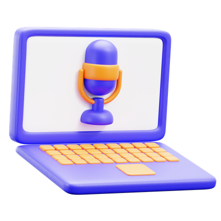 Podcast sur ordinateur portable  3D Icon