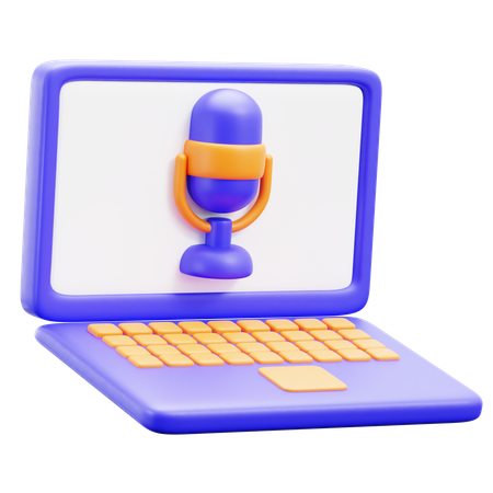 Podcast sur ordinateur portable  3D Icon