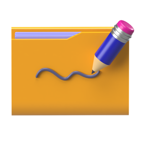 Ordner mit Bleistift  3D Icon