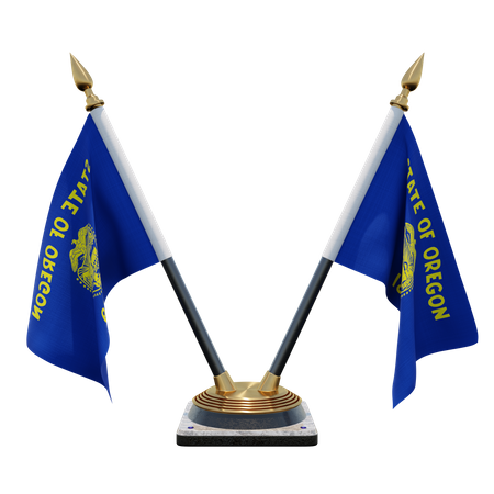 Oregon-Doppel-Tischflaggenständer  3D Flag