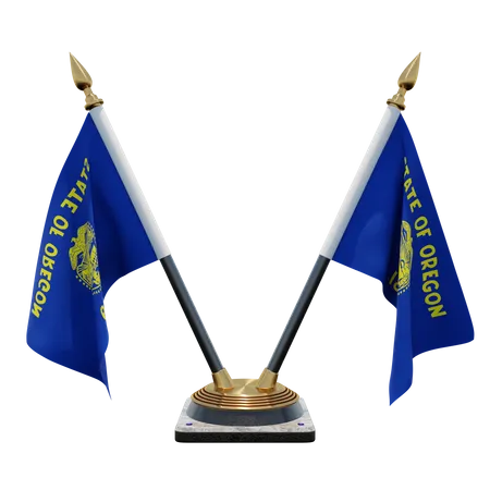 Oregon-Doppel-Tischflaggenständer  3D Flag