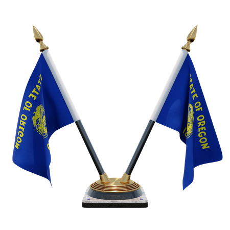 Oregon Double Desk Flag Stand  3D Flag