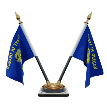 Oregon Double Desk Flag Stand  3D Illustration