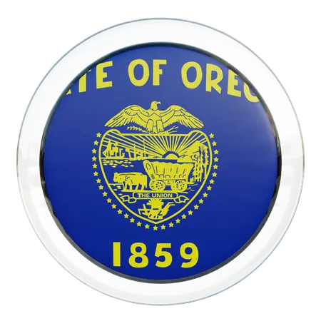 Oregon Round Flag  3D Icon