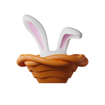 Orelhas de coelho na cesta  3D Icon