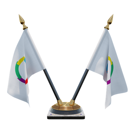 Organisation internationale de la Francophonie Double (V) Desk Flag Stand  3D Icon