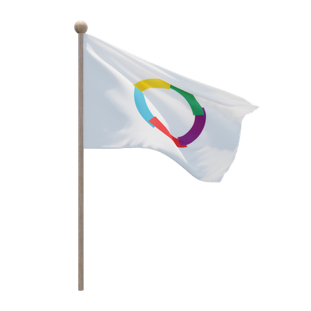 Organisation internationale de la Francophonie Flag Pole  3D Illustration