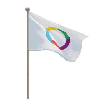 Organisation internationale de la Francophonie Flag Pole  3D Flag