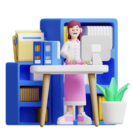 Organisierter Arbeitsbereich  3D Illustration