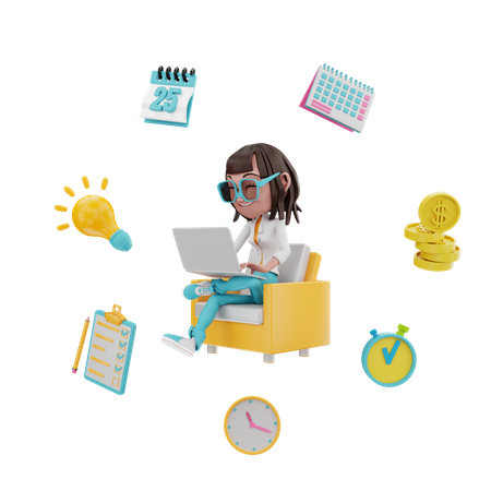 Organização do horário de trabalho  3D Icon
