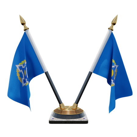 Suporte de bandeira de mesa dupla (V) da Organização do Tratado de Segurança Coletiva  3D Icon