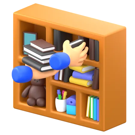 Organizando livros  3D Illustration