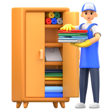 Organizar la ropa en el armario.  3D Icon