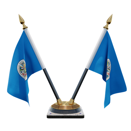 Organization of American States Double (V) Desk Flag Stand 3D Icon