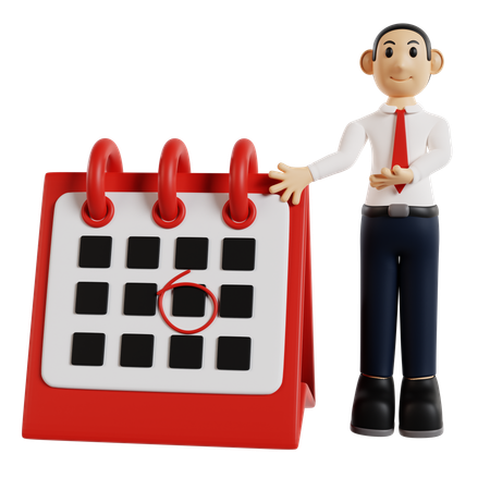 Organized Businessman With Calendar  3D Illustration