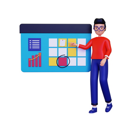 Organizing project data on board  3D Illustration