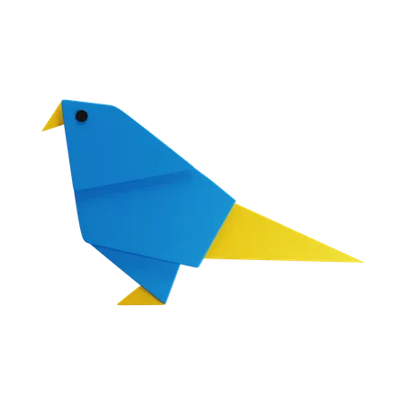 3 D Illustration Of Origami Blue Bird Origami 3D Icon
