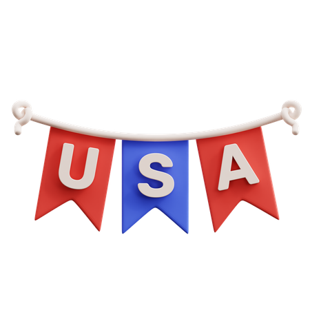 Ornamento de bandeiras dos EUA  3D Icon